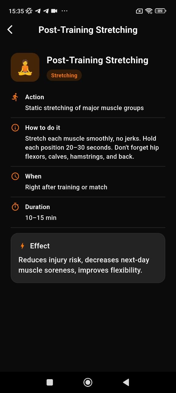 Recovery detail screen preview